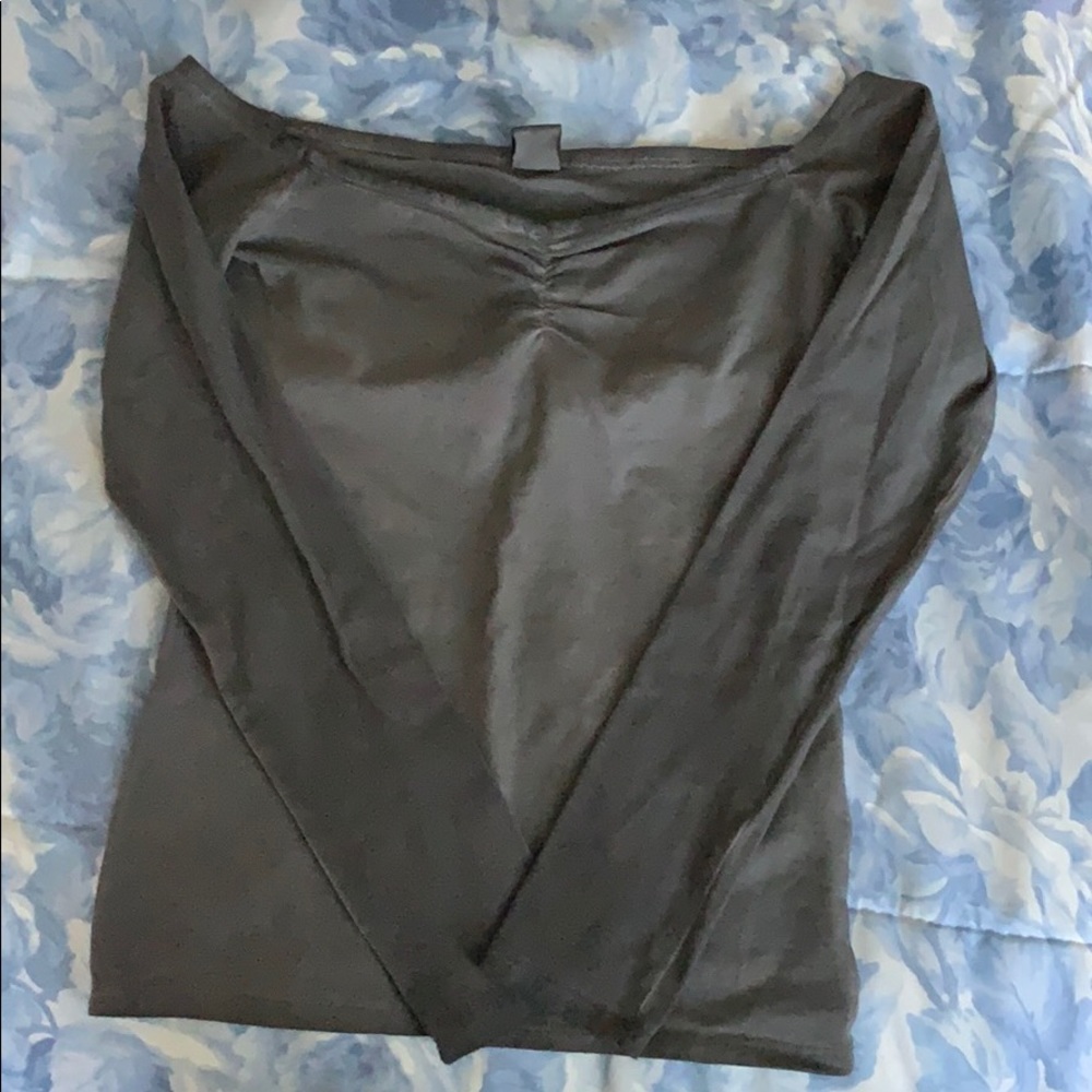SOLD - Hollister off the shoulder gray shirt